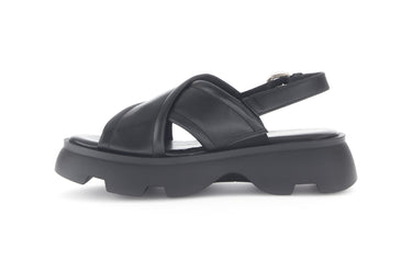 Sandales noires en cuir lisse