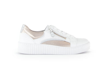 Baskets blanches et dorées en cuir lisse