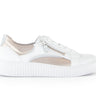 Baskets blanches et dorées en cuir lisse