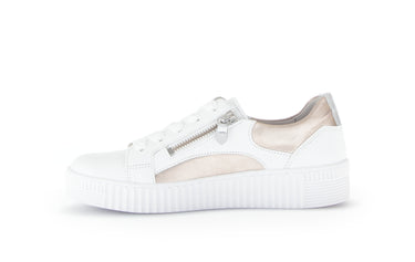 Baskets blanches et dorées en cuir lisse