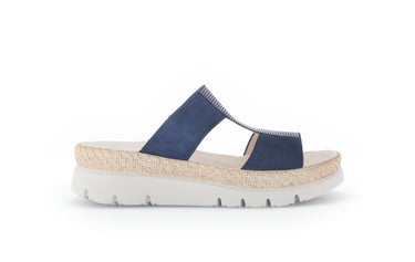 Mules bleues en cuir