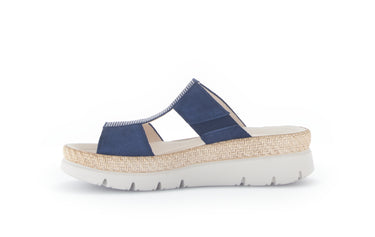 Mules bleues en cuir