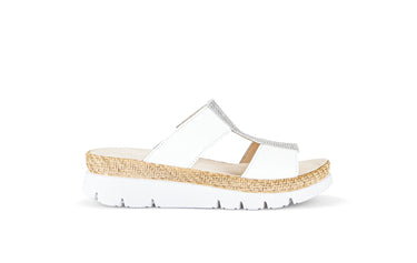 Mules blanches en cuirs combinés