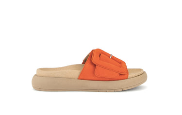 Mules oranges en cuir velours