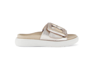 Mules dorées en cuir métallisé