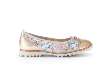 Ballerines fleuries en cuir lisse