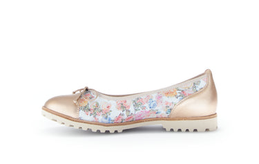 Ballerines fleuries en cuir lisse