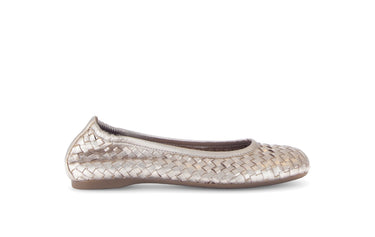 Ballerines dorées en cuir lisse