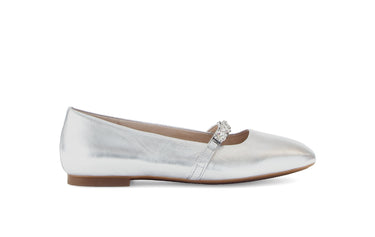 Ballerines argentées en cuir lisse