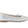 Ballerines argentées en cuir lisse
