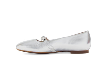 Ballerines argentées en cuir lisse