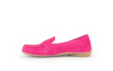 Mocassins fuchsia en cuir