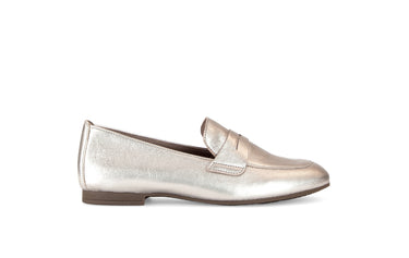 Mocassins dorés en cuir métallisé