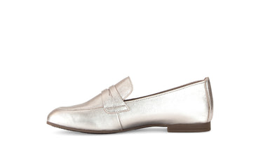 Mocassins dorés en cuir métallisé