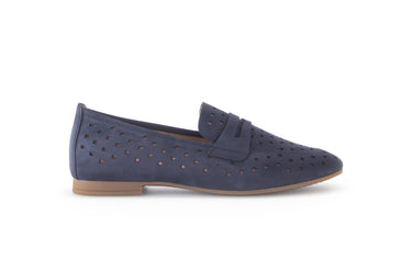Mocassins bleus en cuir nubuck