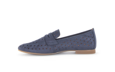 Mocassins bleus en cuir nubuck