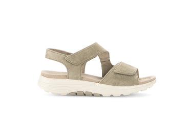 Sandales beiges kaki en cuir velours