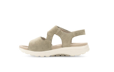 Sandales beiges kaki en cuir velours