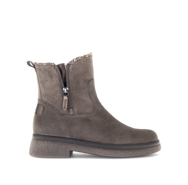 Bottines marron en cuir et textile combinés