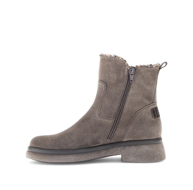 Bottines marron en cuir et textile combinés