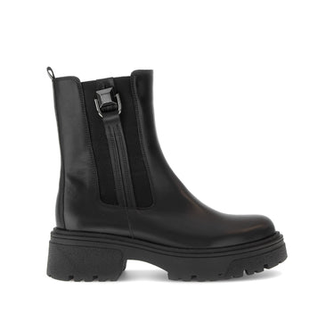 Bottines noires en cuir lisse