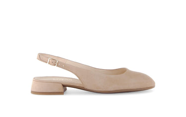 Escarpins bride arrière beiges en Nubuck
