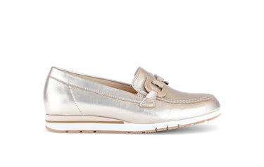 Mocassins dorés en cuir lisse
