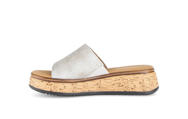 Mules beiges/argentées en cuir