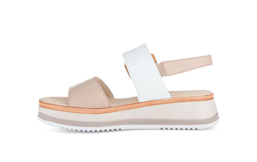 Sandales roses/blanches en cuir lisse