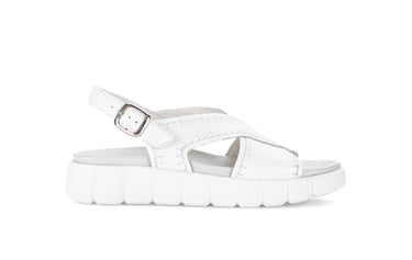 Sandales blanches en cuir imprimé