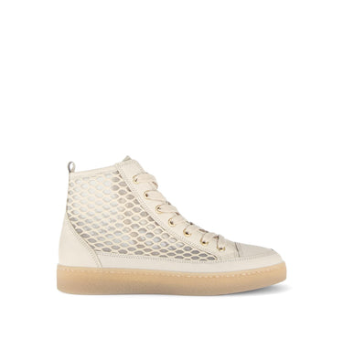 Baskets montantes crème en cuir (ajourées sur le côté)