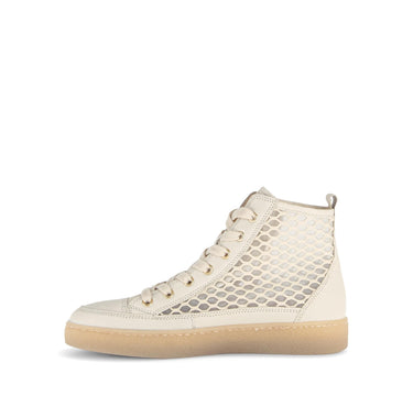 Baskets montantes crème en cuir (ajourées sur le côté)