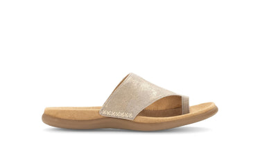 Mules beiges/reflets dorés en nubuck