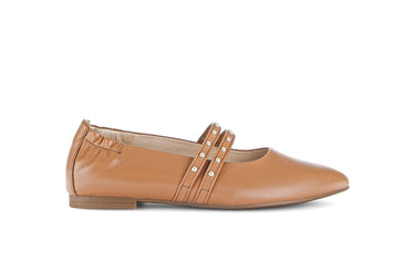Ballerines cognac en cuir lisse