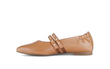 Ballerines cognac en cuir lisse