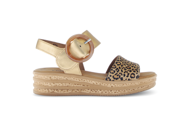 Sandales cognac/doré en cuir