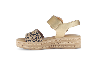 Sandales cognac/doré en cuir