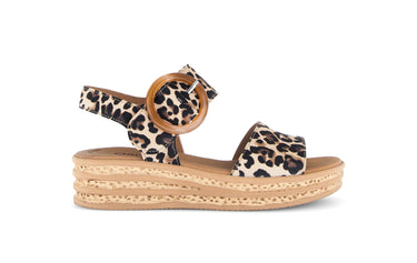 Sandales beiges/léopard en nubuck