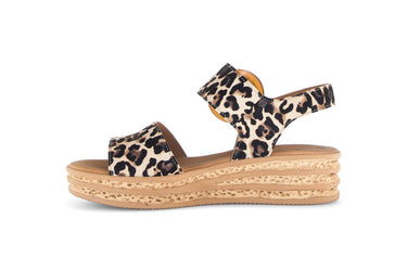 Sandales beiges/léopard en nubuck