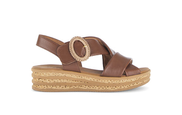 Sandales cognac en cuir lisse