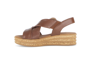Sandales cognac en cuir lisse