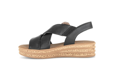 Sandales noires en cuir lisse