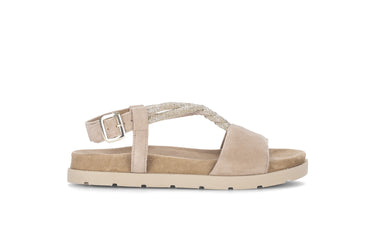 Sandales beiges en velours (avec Strass)