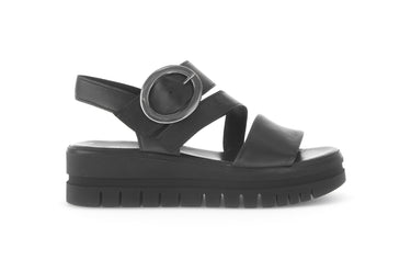 Sandales noires en cuir lisse