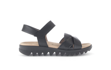 Sandales noires en cuir lisse