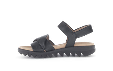 Sandales noires en cuir lisse