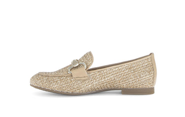 Mocassin beiges en cuir tressé