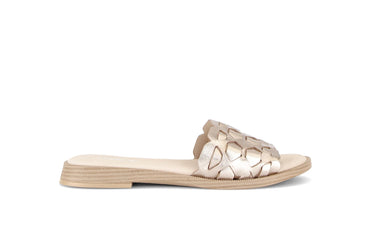 Mules dorées en cuir