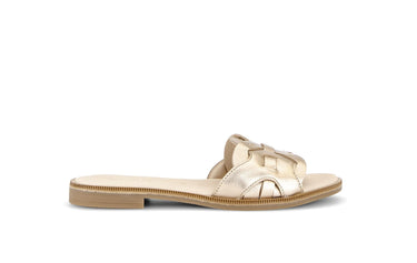 Mules dorées en cuir