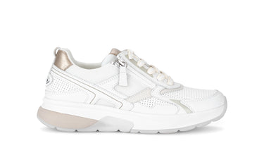 Baskets blanches/dorées en cuir lisse